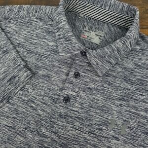 Under Armour HeatGear Men's Blue Gray Heathered Polo Shirt‎ Golf Size XL
